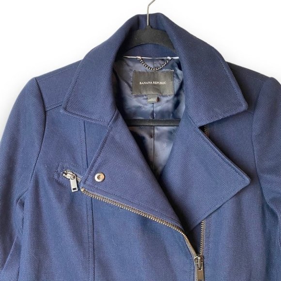 Banana Republic Navy  Blue Moto Jacket - Picture 4 of 10